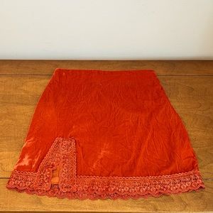 Urban Outfitters Fall Lace-Trimmed Velvet Mini Skirt Size S